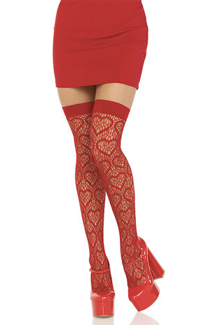 Amore Heart Net Thigh High Tights image number 2