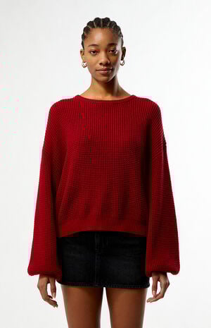 Wine Classic Knit Crew Neck Sweater image number 1