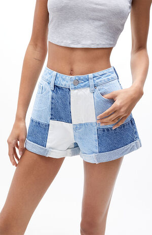 Eco Pieced Patchwork Mom Shorts image number 2
