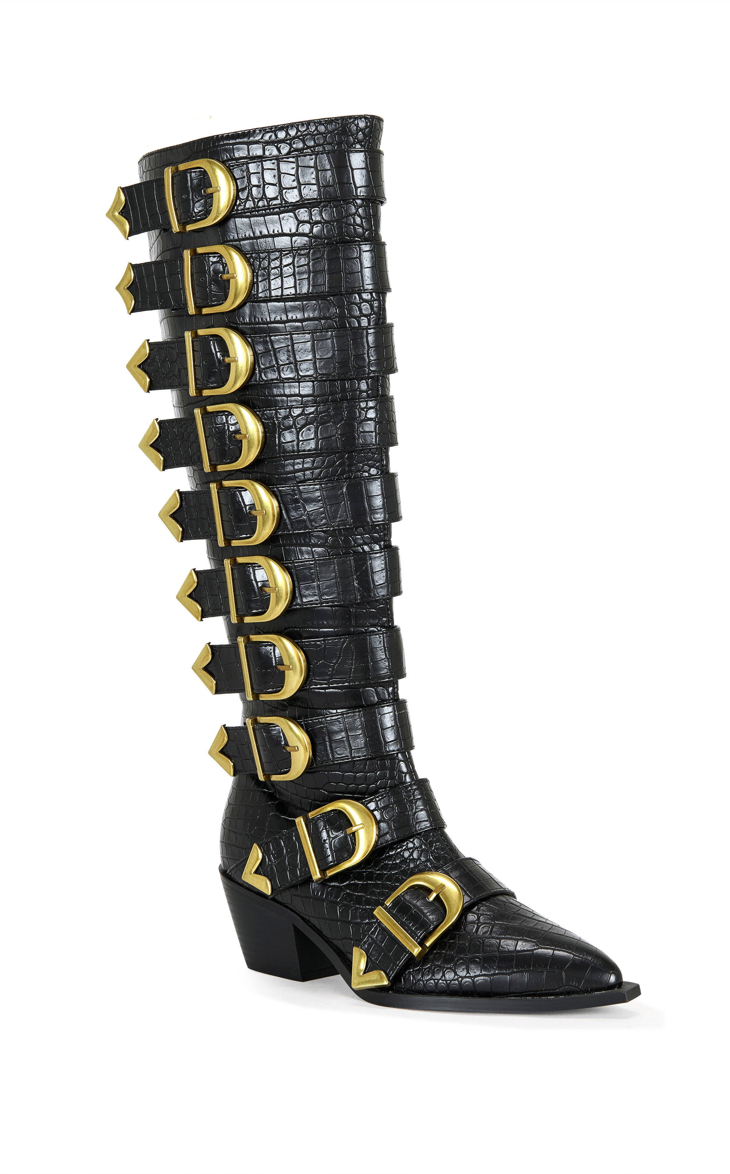 AZALEA WANG Women's Graziana Black Buckled Western Boots