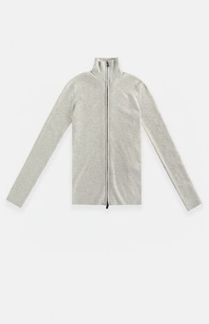 Women's Heather Stone Ribbed Track Jacket