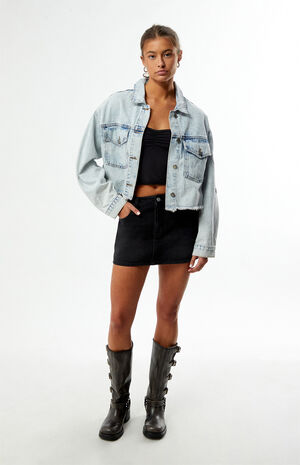 Ohio State Buckeyes Frayed Cropped Denim Jacket image number 5