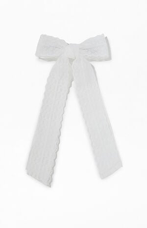White Piper Lace Bow Hair Barrette image number 1