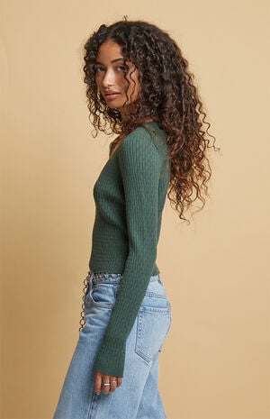 Mona Pointelle V-Neck Sweater image number 2
