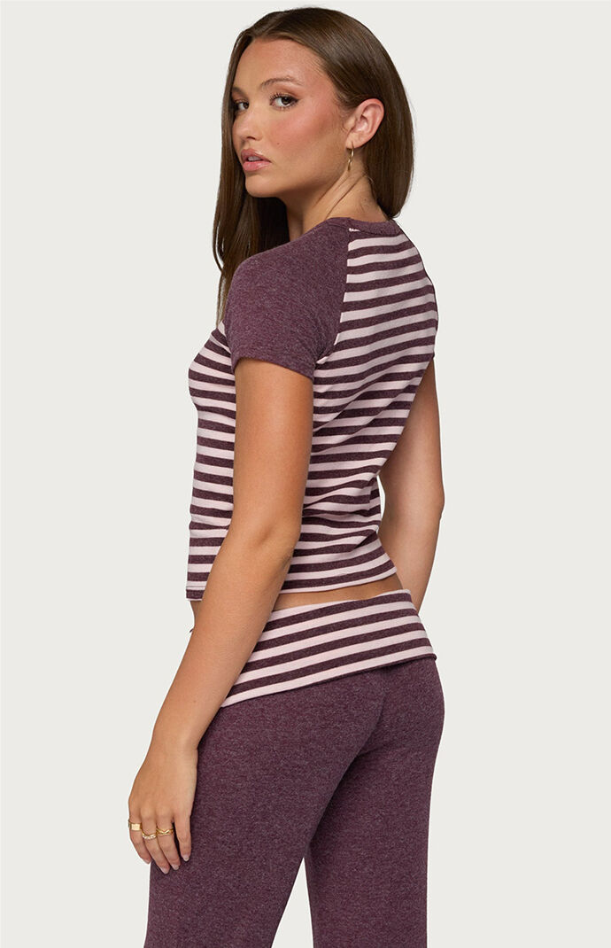 Edikted Stay Stripey Raglan T-Shirt