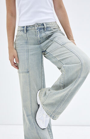 Casey Light Indigo Low Rise Baggy Cargo Jeans image number 1