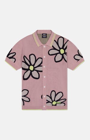 Mauve Daisy Short Sleeve Polo Cardigan image number 1
