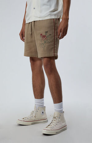 Embroidered Linen Volley Shorts image number 3