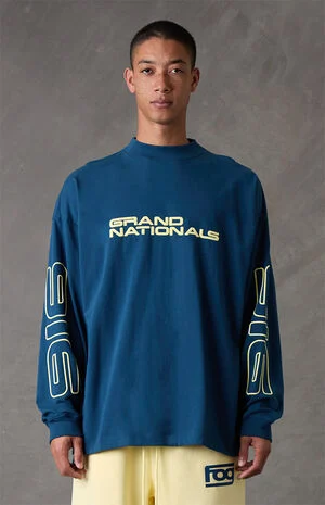 Blue Paneled Modern Long Sleeve T-Shirt image number 2