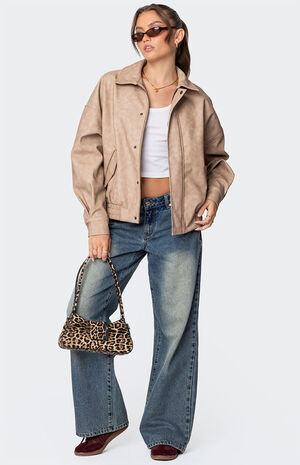 Mori Oversized Faux Leather Jacket image number 2