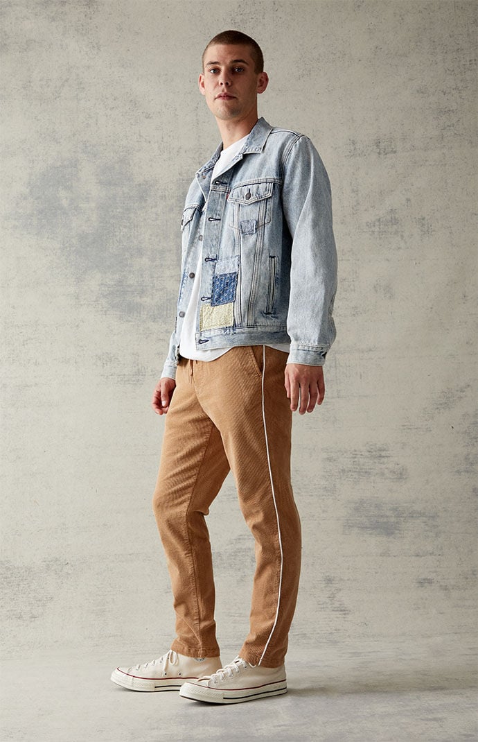 PacSun Corduroy Khaki Slim Trousers PacSun