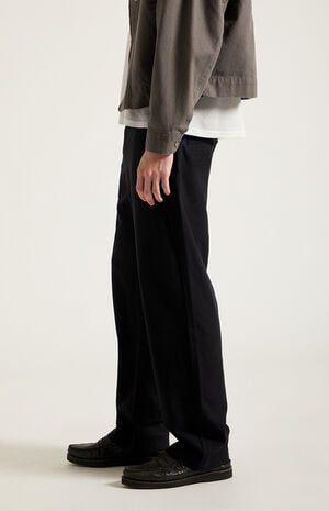Black Straight Leg Linen Pants image number 3