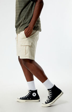 Cream Cargo Shorts image number 3