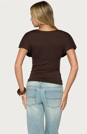 Flutter Plunging V Neck Top image number 3