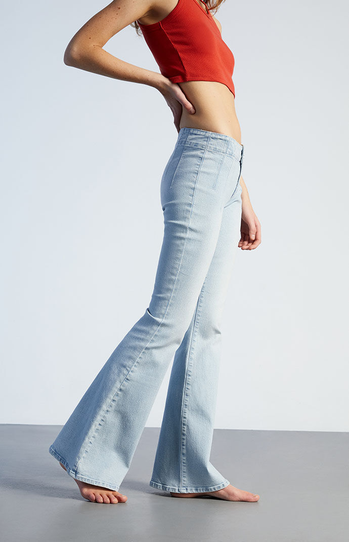Light blue outlet flare jeans