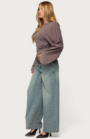 Saffie No Waistaband Low Rise Baggy Jeans image number 4