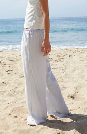 Light Blue Anastasia Linen Pants image number 2