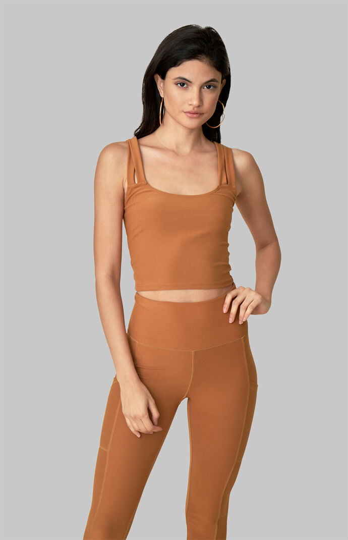 Brown Double Cross Top