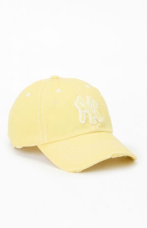 Yellow NY Weathered Strapback Hat image number 1
