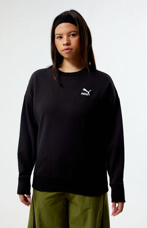 Black Relaxed Crew Neck Sweatshirt image number 1