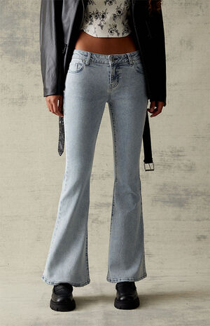 Light Blue Stretch Low Rise Flare Jeans image number 3