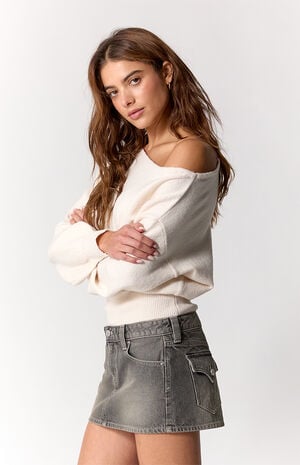 Piper Gray Low Rise Jean Micro Mini Skirt image number 3