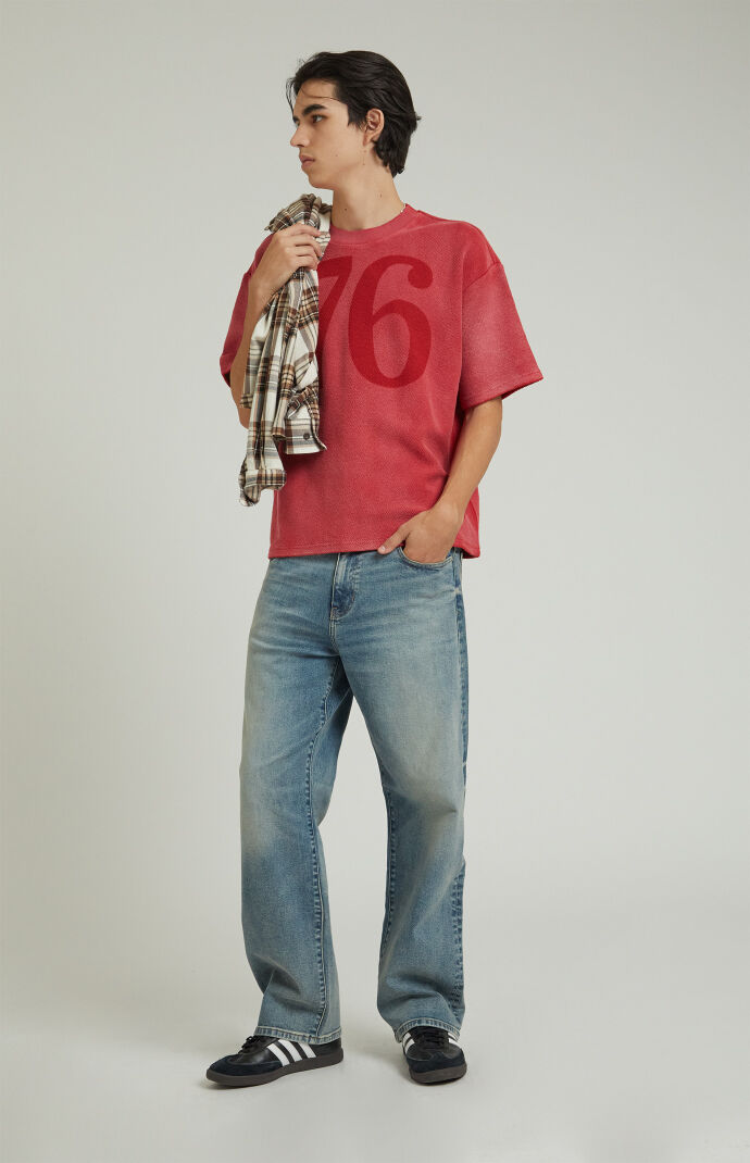 Image: Stretch Medium Indigo Baggy Jeans