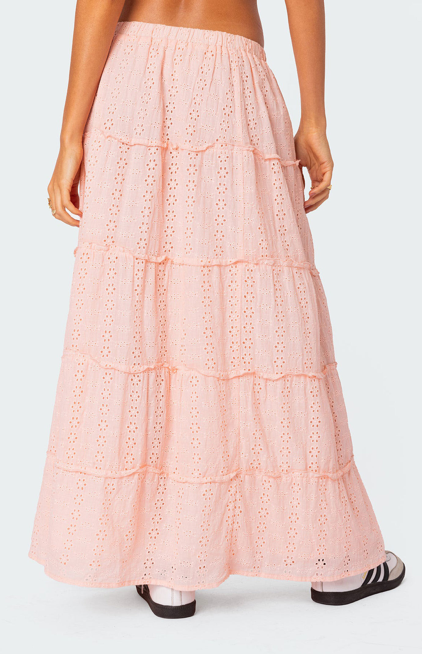 Edikted Tiered Eyelet Slitted Maxi Skirt | PacSun
