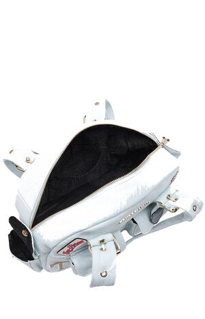 Light Blue Multi Patch Satchel Bag image number 10