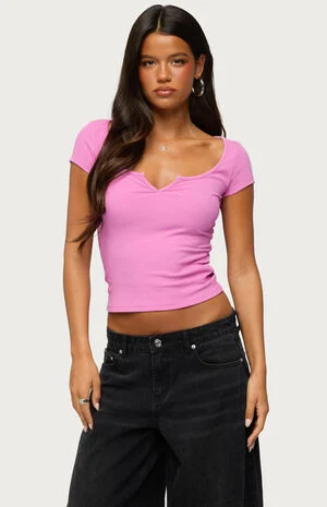 Jeanna Notch Scoop Neck T-Shirt image number 1