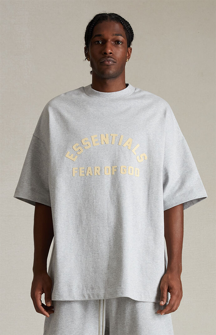 Fear of God Essentials Light Heather Grey Heavy T Shirt PacSun