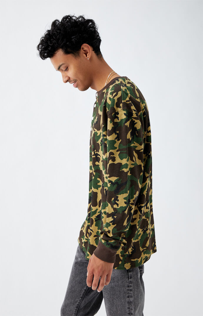 Duck Camo Thermal Henley Long Sleeve T-Shirt