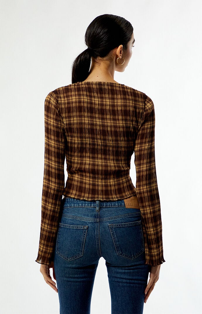 Beverly and Beck Sara Plaid Button Up Long Sleeve Top