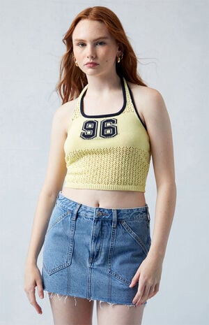 Eco Medium Indigo Mid Rise Carpenter Denim Mini Skirt image number 1