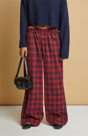 Navy & Red Flannel Boxer Pajama Pants image number 2