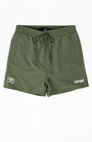 Green Faux Suede Shorts image number 1