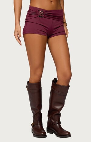 Rusana Swirl Ruched Micro Shorts image number 2