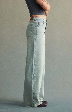 Light Indigo High Waisted Baggy Jeans image number 3