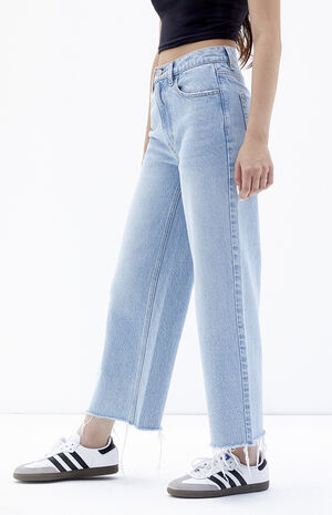 Light Indigo Cropped Wide Leg Jeans image number 4