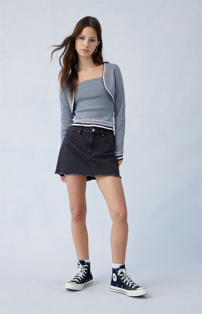 Pacsun black jean skirt 2025
