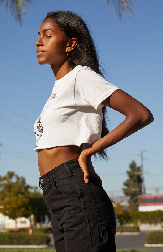 White Rough Riders Cropped T-Shirt