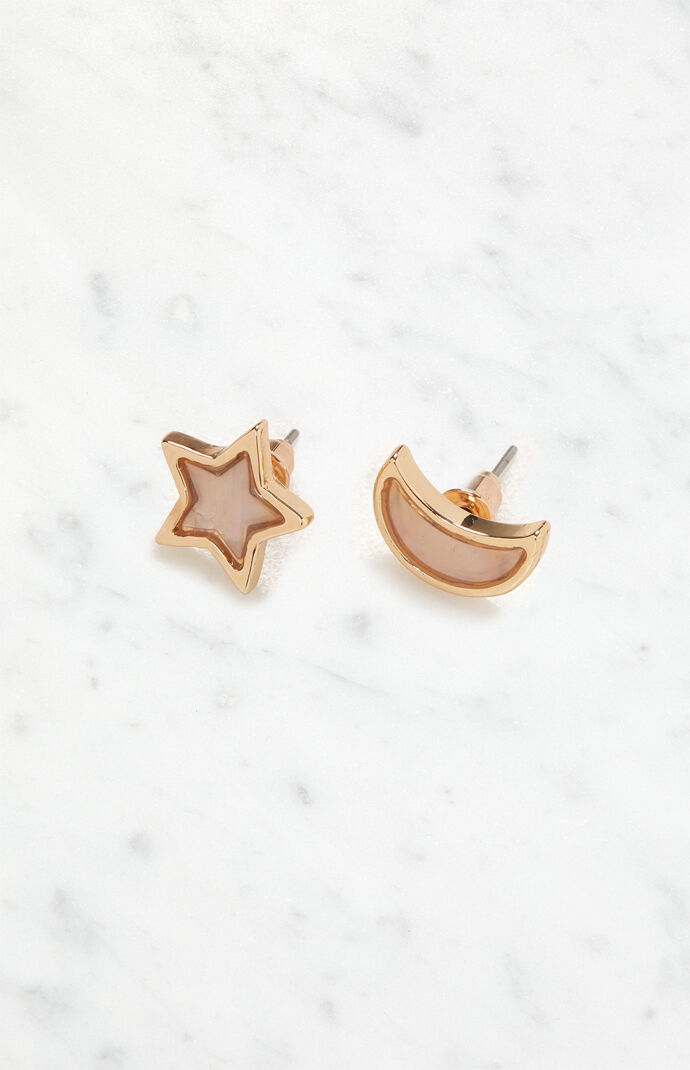 Pink Opal Celestial Stud Earrings