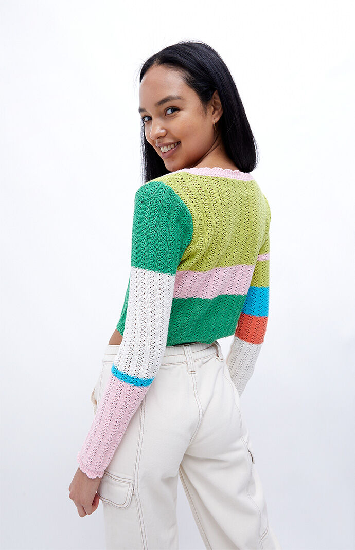 LA Hearts Long Sleeve Crochet Sweater 