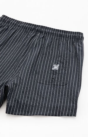 Black Sandbar Striped Seersucker 4.5" Swim Trunks image number 4
