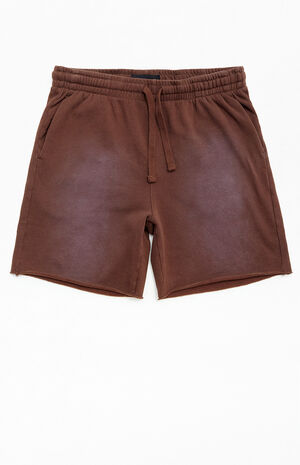 Brown Acid Wash Sweat Shorts image number 1
