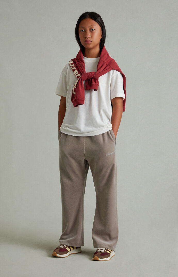Fear of God ESSENTIALS Kids Smoke Grey Velour Flare Sweatpants
