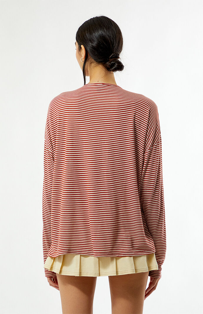 Beverly and Beck Kasey Striped Cozy Oversized Long Sleeve Top