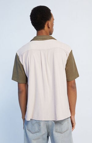 Mushroom Block Embroidery Terry Camp Shirt image number 3