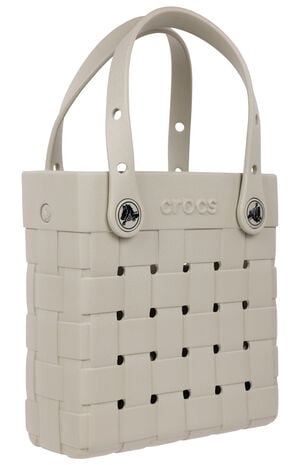 Beige Small Woven Crocssbody Tote Bag image number 2