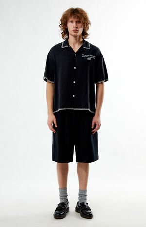 x PacSun ESDA Chain Stitch Cropped Camp Shirt image number 4
